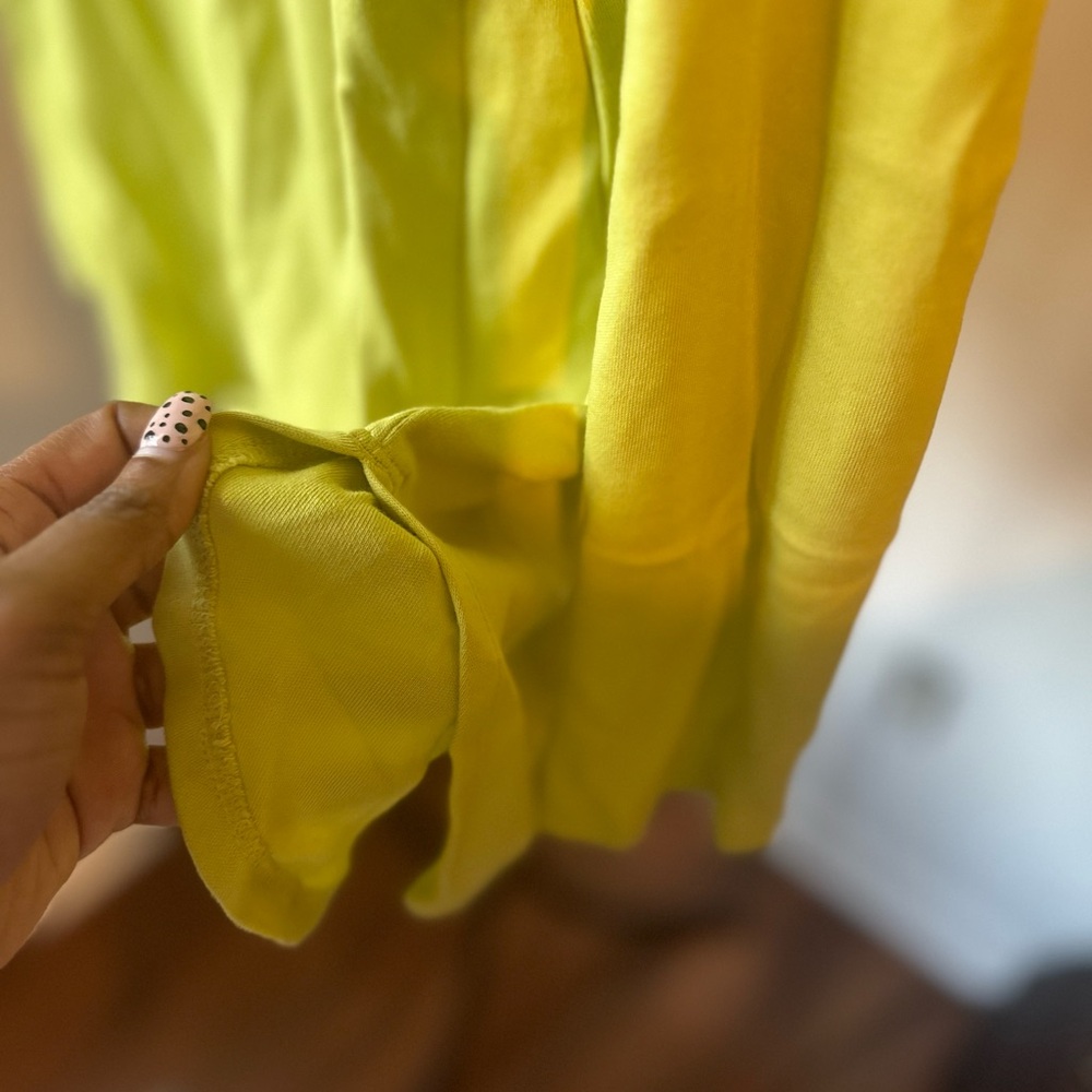 #25 CHICO’S HIGH COLLAR LIME GREEN LONG SLEEVE SHIRT SPLIT HEM - Picture 7 of 9